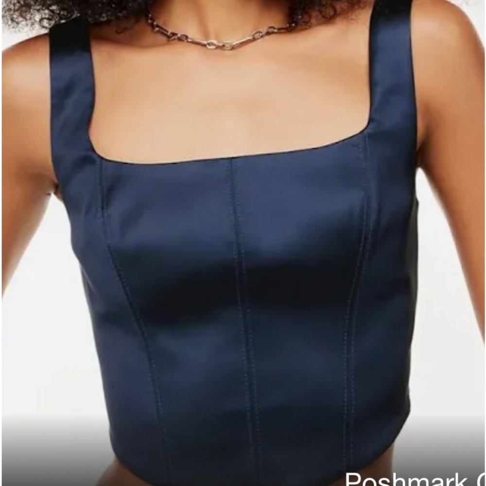 Babaton Navy Blue Square Neck Top